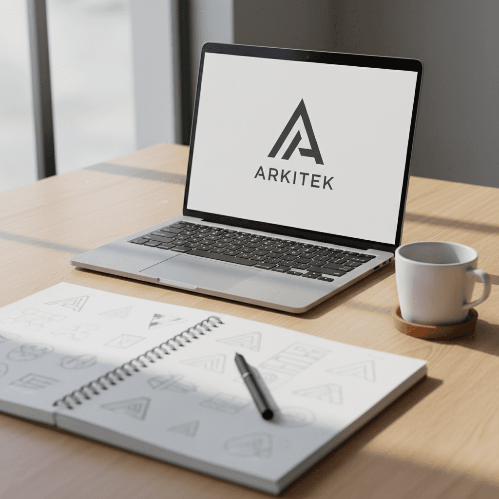 Designer working on branding project at laptop