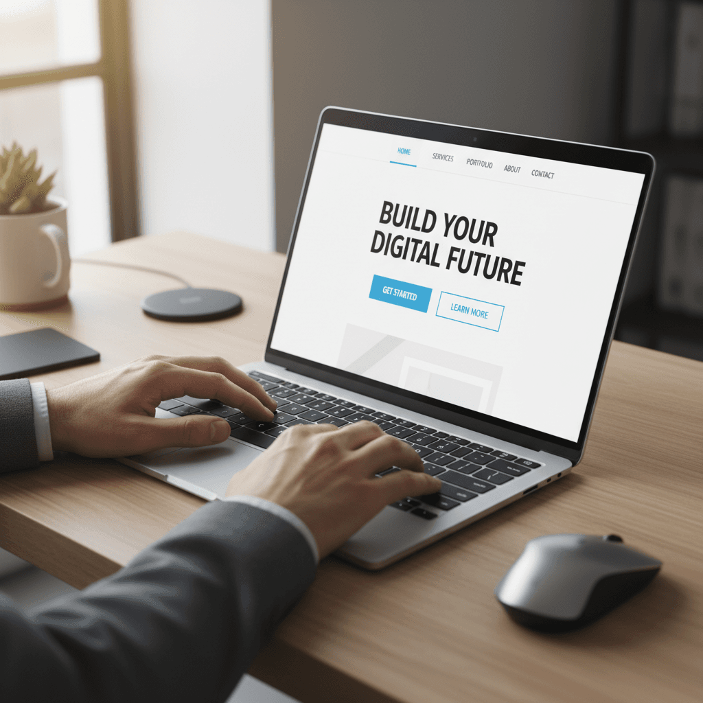 Website development and coding on laptop